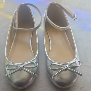 Janie and Jack Silver Kids Dress Shoes with Bow